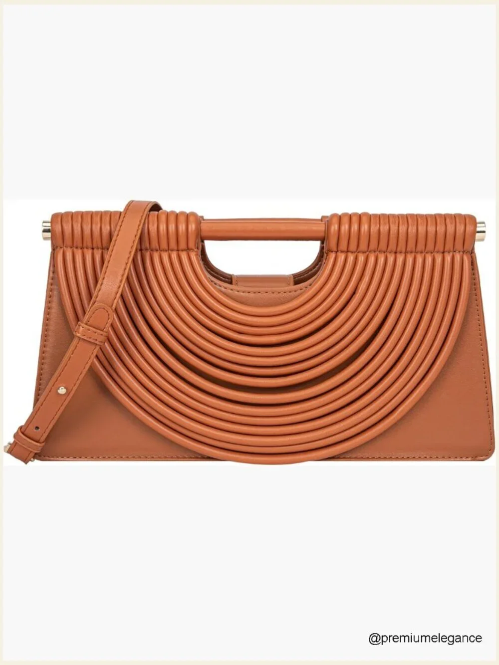 Woven PU Leather Satchel Crossbody Bag Top-Handle Half Round Evening Clutch